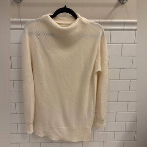 Club Monaco Ivory Mock Neck Tunic-Length Textured Knit Sweater Size Medium